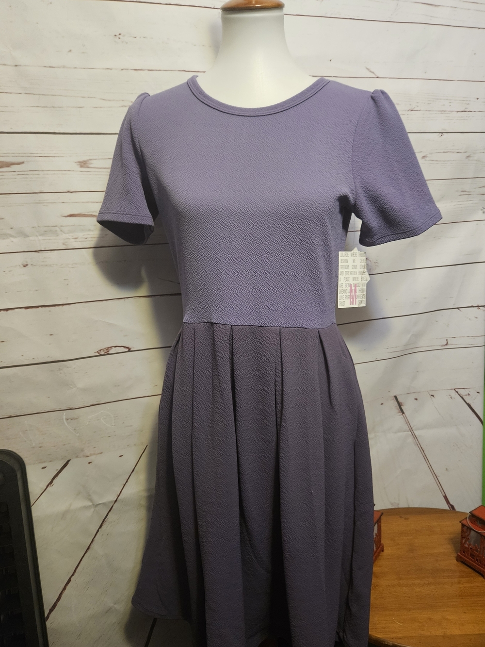 LuLaRoe Lavender Short Sleeve Midi Fit-and-Flare Dress